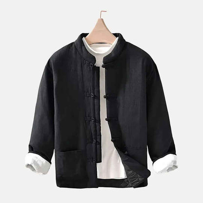 Men's Linen Jacket Loose Fit Gray Winter Blue Black