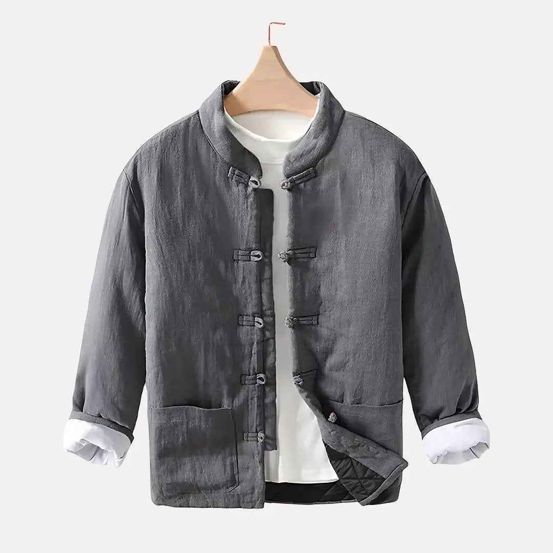 Men's Chinese Style Padded Jacket Gray