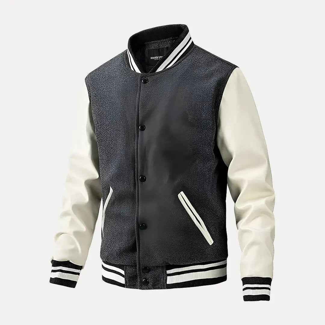 Men's Classic Baseball Varsity Jacket Gray