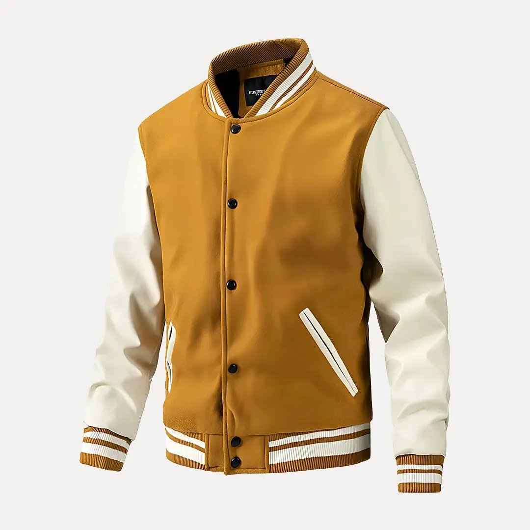 Men's Classic Baseball Varsity Jacket Yellow