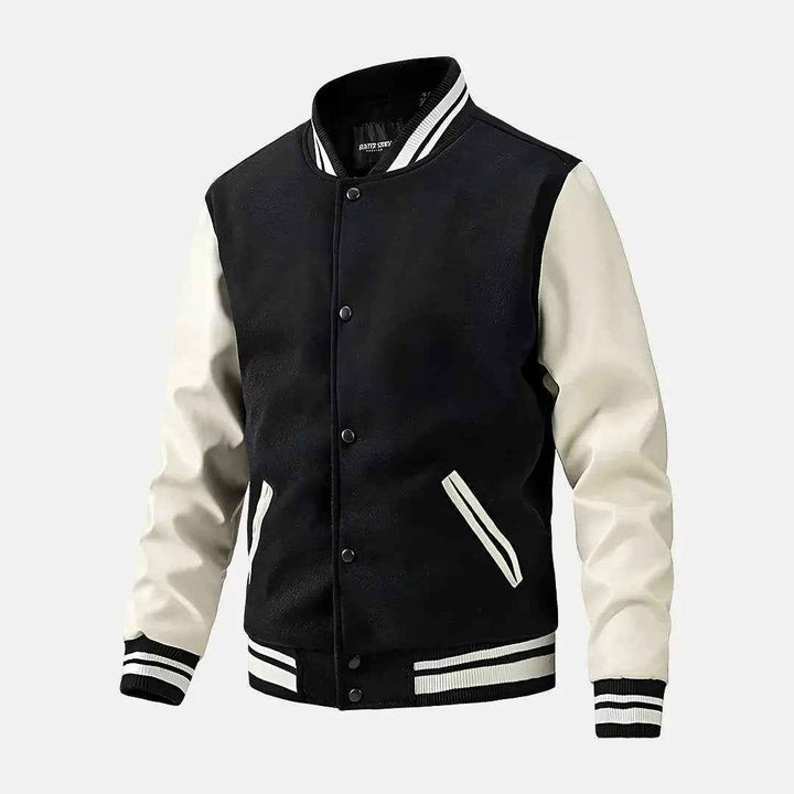 Men's Classic Baseball Varsity Jacket Black