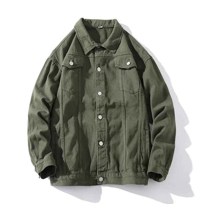 Men's Cotton Jacket Relaxed Pockets Blue Winter Dark Grey Army Green