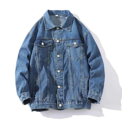 Men's Cotton Jacket Relaxed Pockets Blue Winter Dark Grey Blue