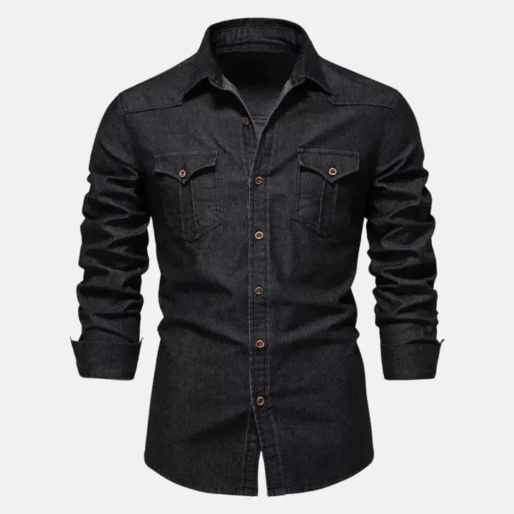 Men's Classic Button-Down Denim Shirt Black