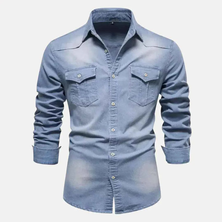 Men's Classic Button-Down Denim Shirt Light Blue