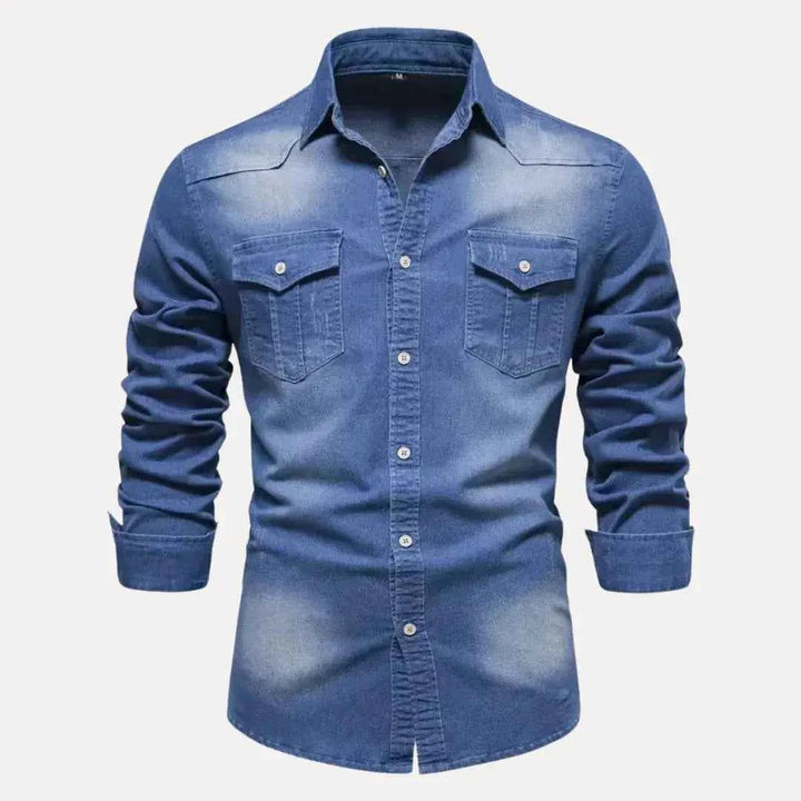 Men's Classic Button-Down Denim Shirt Blue