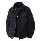 Men's Corduroy Textured Jacket Winter Essential Knitwear Black
