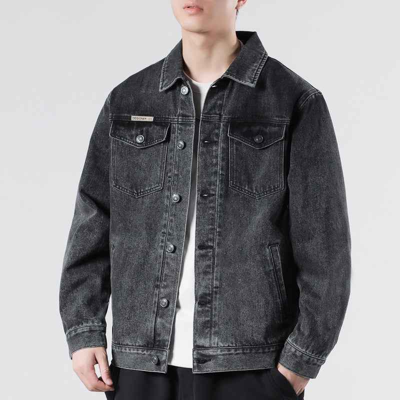 Men's Classic Denim Jacket Dark Gray