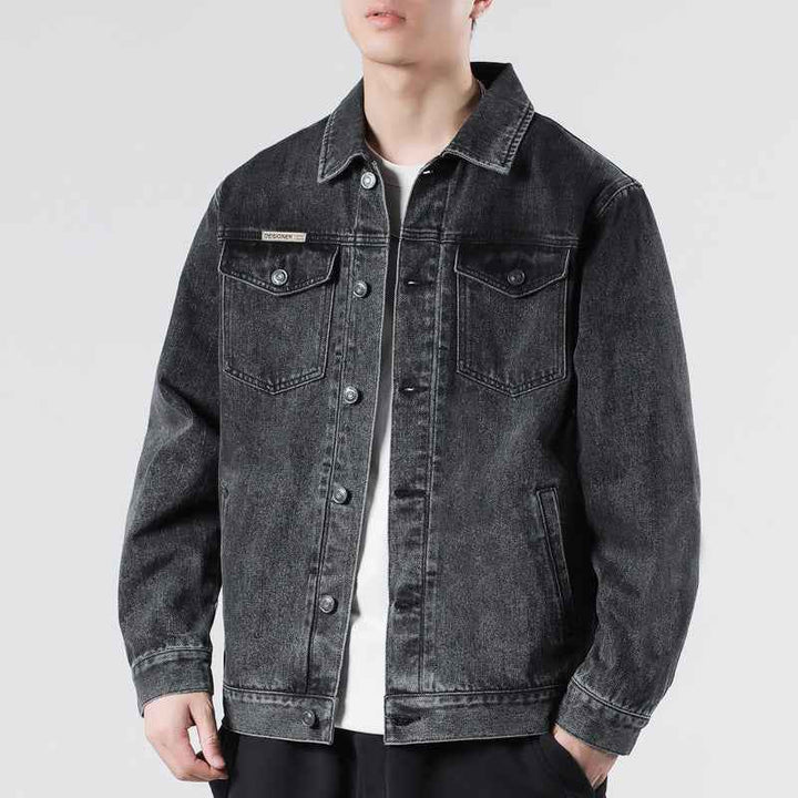 Men's Classic Denim Jacket Dark Gray