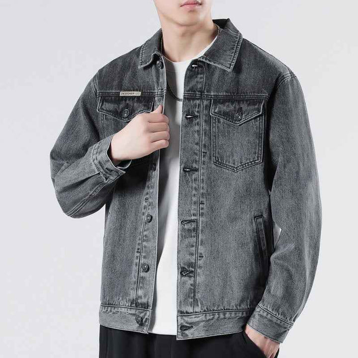 Men's Classic Denim Jacket Light Gray