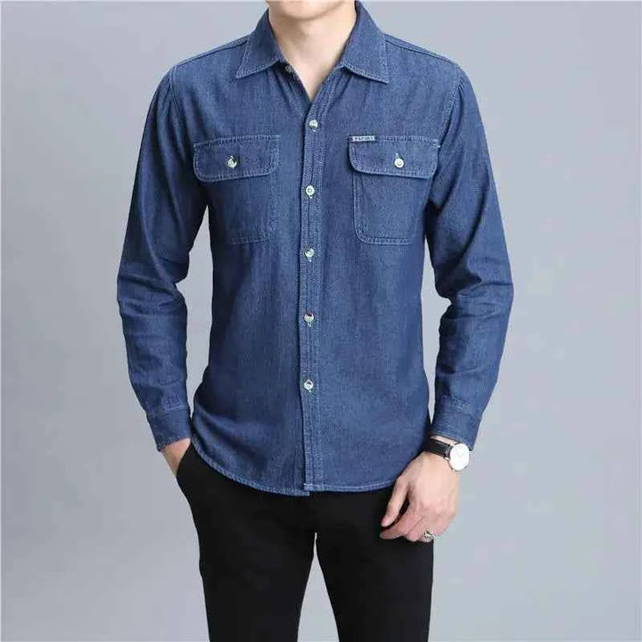 Men's Classic Denim Shirt Dark Blue