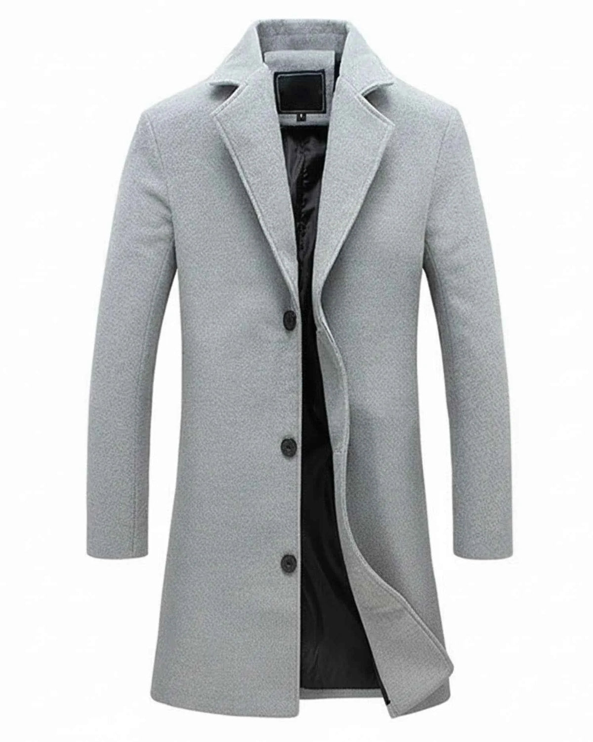 Men's Button-front Notch Lapel Solid Coat Winter Essential Grey