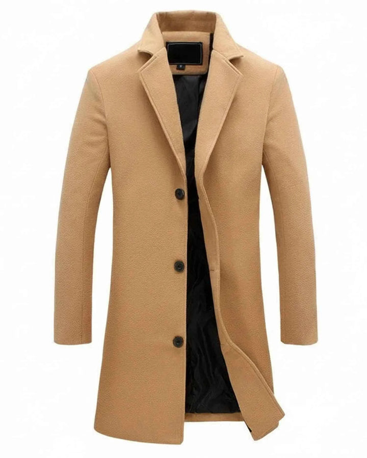 Men's Classic Formal Long Overcoat Khaki