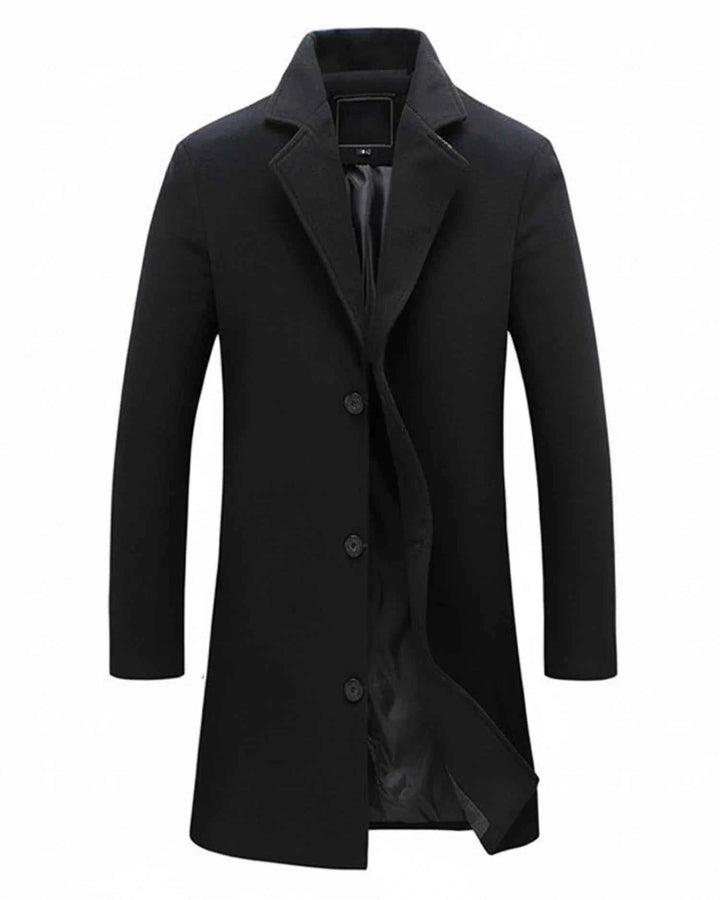 Men's Classic Formal Long Overcoat Black