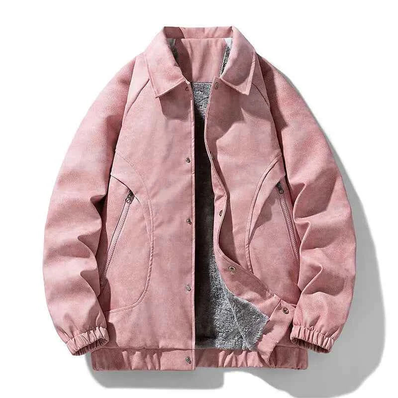 Men's Classic Harrington Leather Jacket Pink