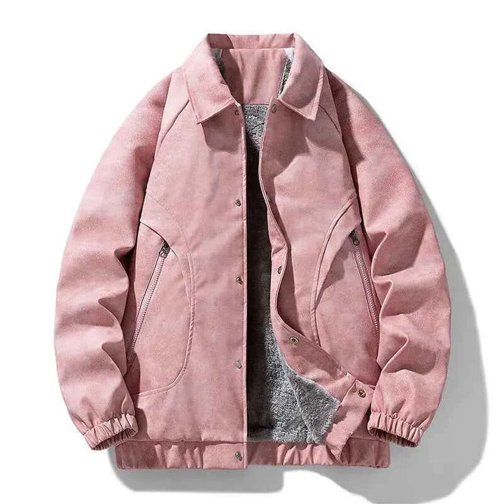Men's Classic Harrington Leather Jacket Pink