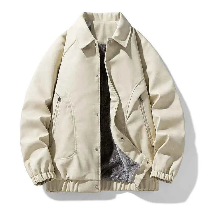 Men's Classic Harrington Leather Jacket Apricot