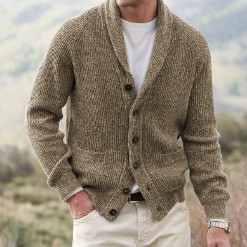 Men's Wool Cardigan Regular Fit Pockets Green Winter Black Brown