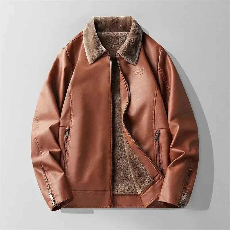 Men's Classic Leather Jacket Light Brown