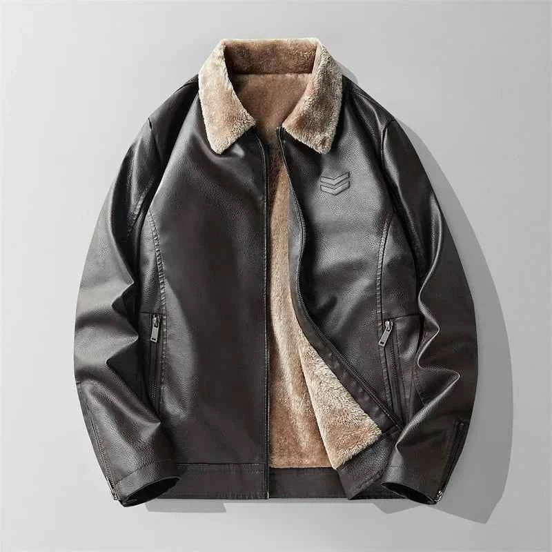 Men's Classic Leather Jacket Dark Brown