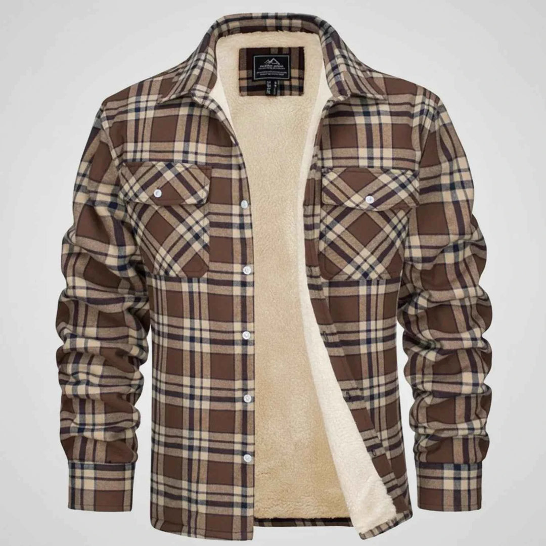 Men's Classic Plaid Flannel Jacket Khaki