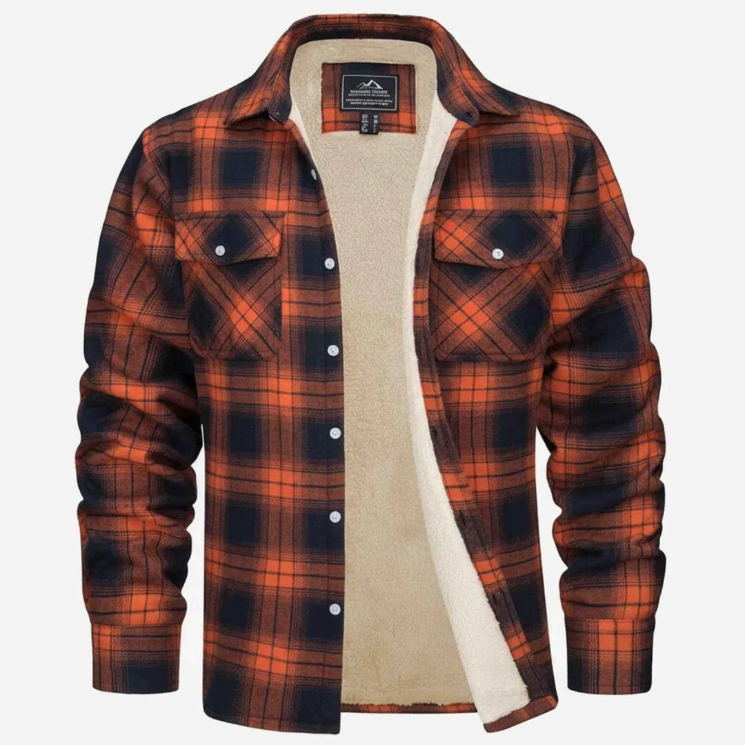 Men's Classic Plaid Flannel Jacket Orange