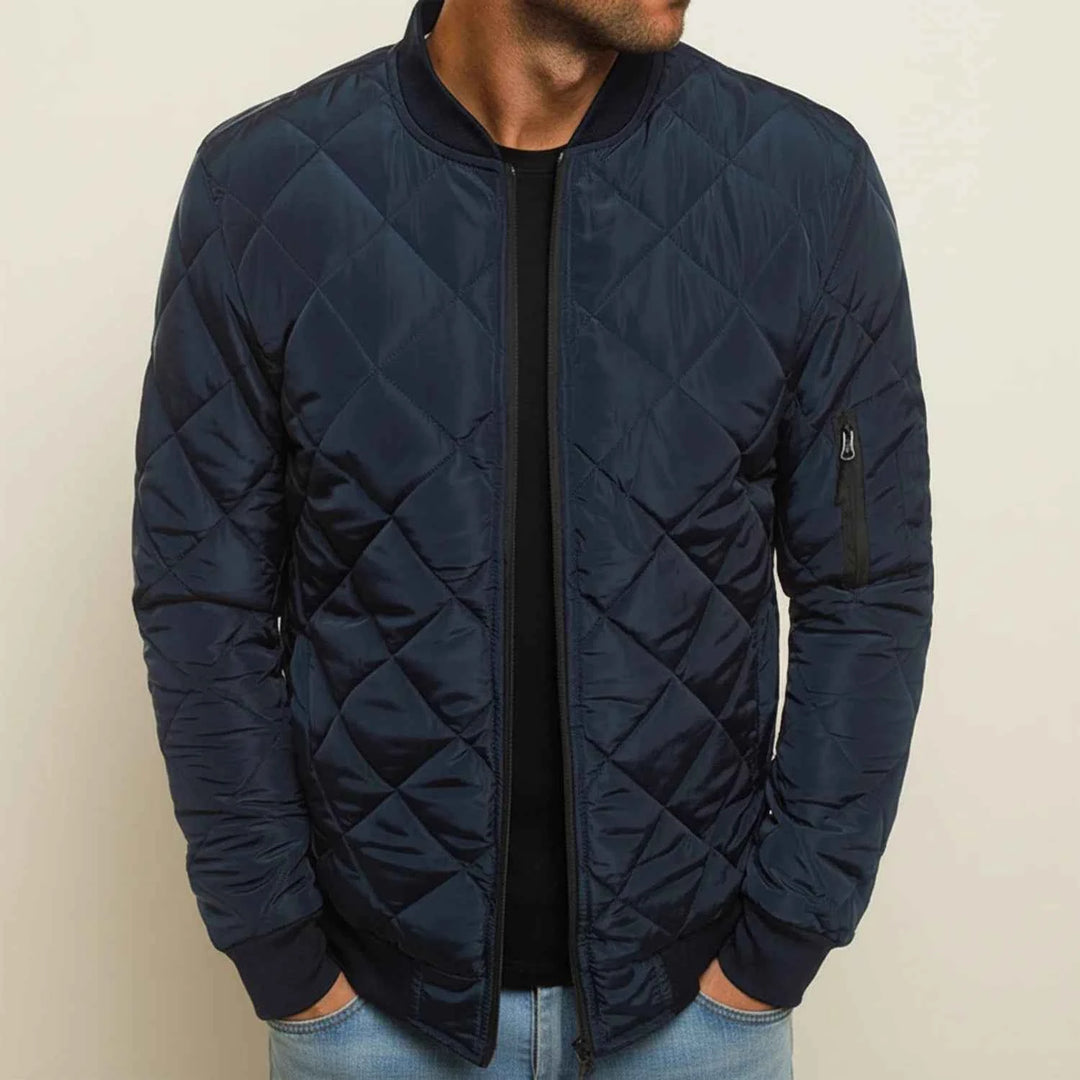 Men's Classic Quilted Bomber Jacket Blue