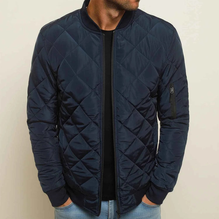 Men's Classic Quilted Bomber Jacket Blue