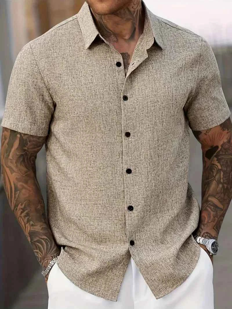 Men's Classic Short Sleeve Shirt Apricot