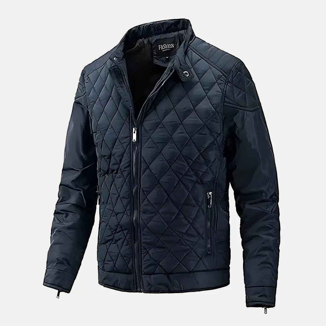 Men's Classic Stitched Cotton-Padded Jacket Navy Blue