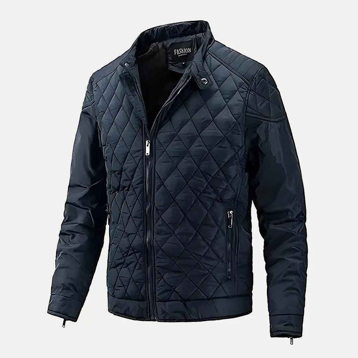 Men's Classic Stitched Cotton-Padded Jacket Navy Blue