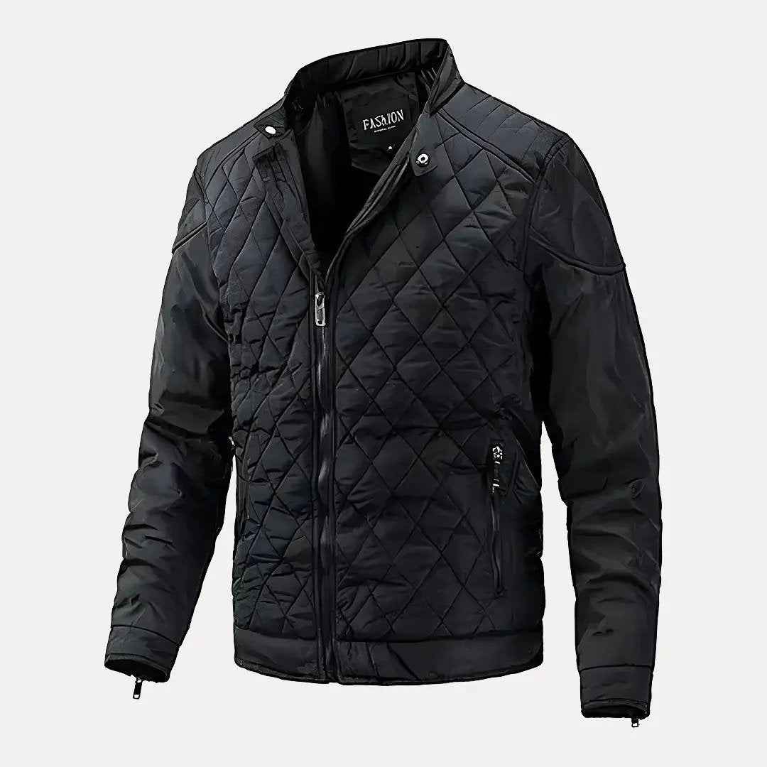 Men's Classic Stitched Cotton-Padded Jacket Black