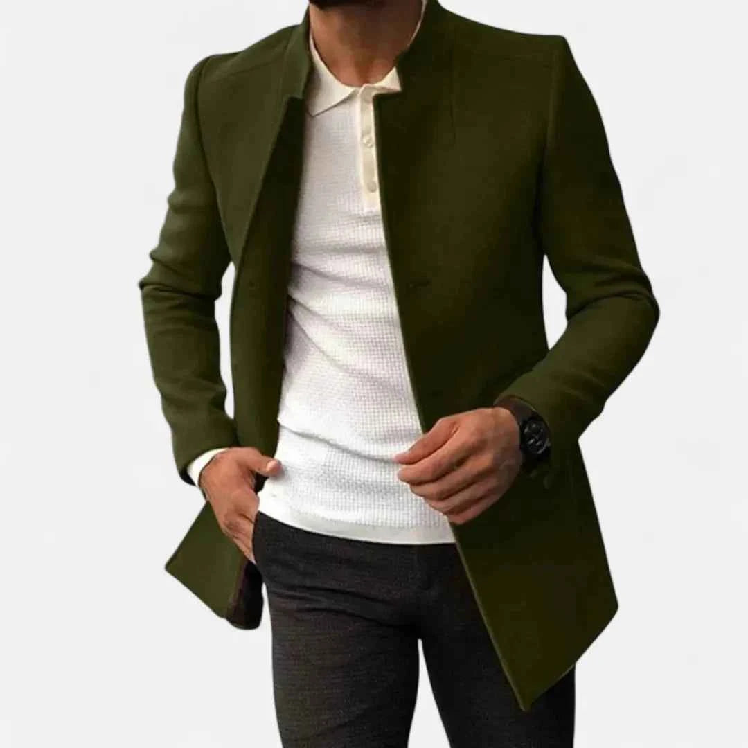 Men's Classic Tailored Overcoat Olive