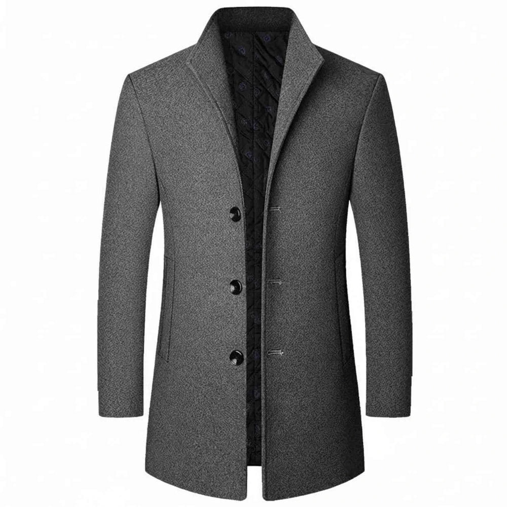 Men's Classic Three Button Formal Overcoat Grey
