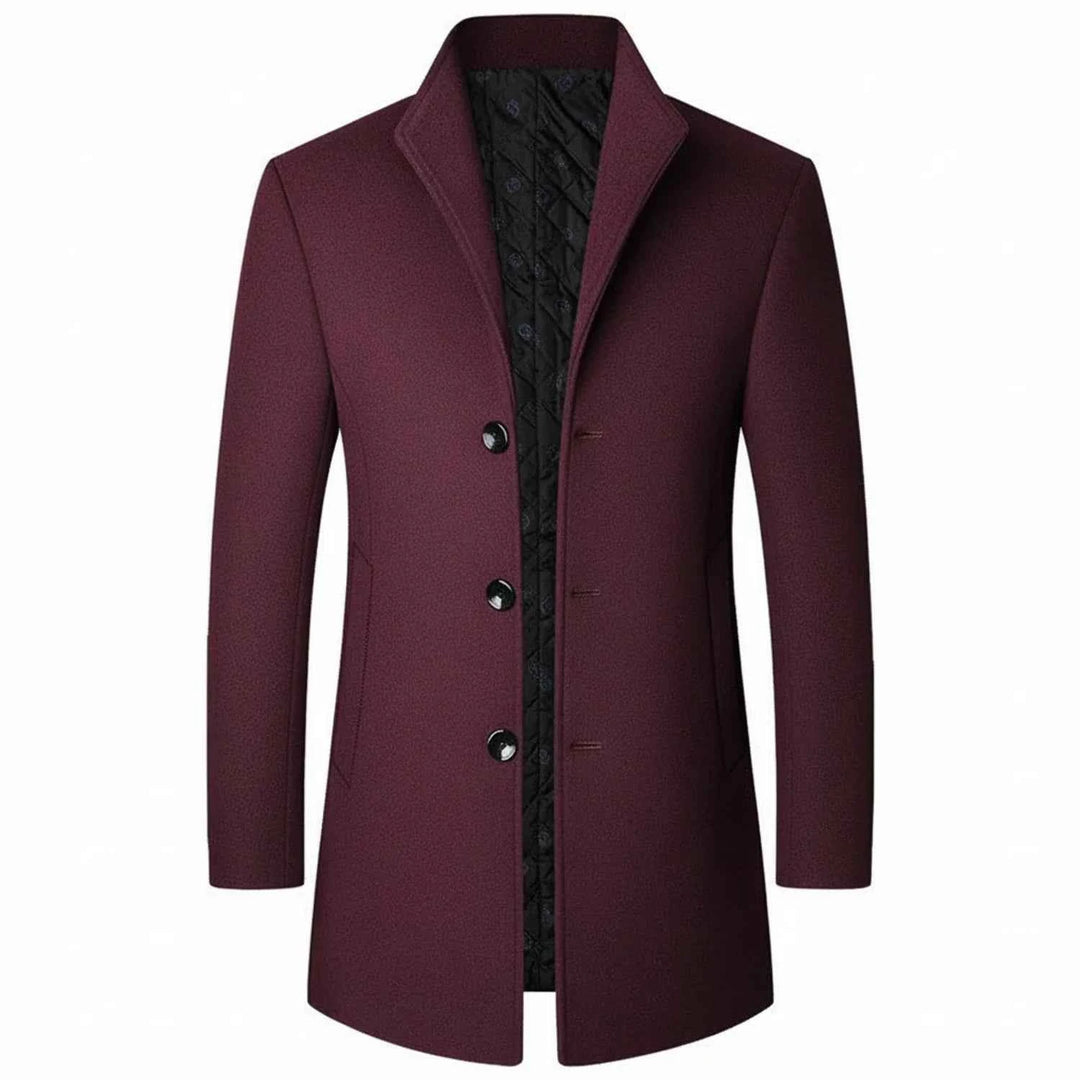 Men's Classic Three Button Formal Overcoat Burgundy