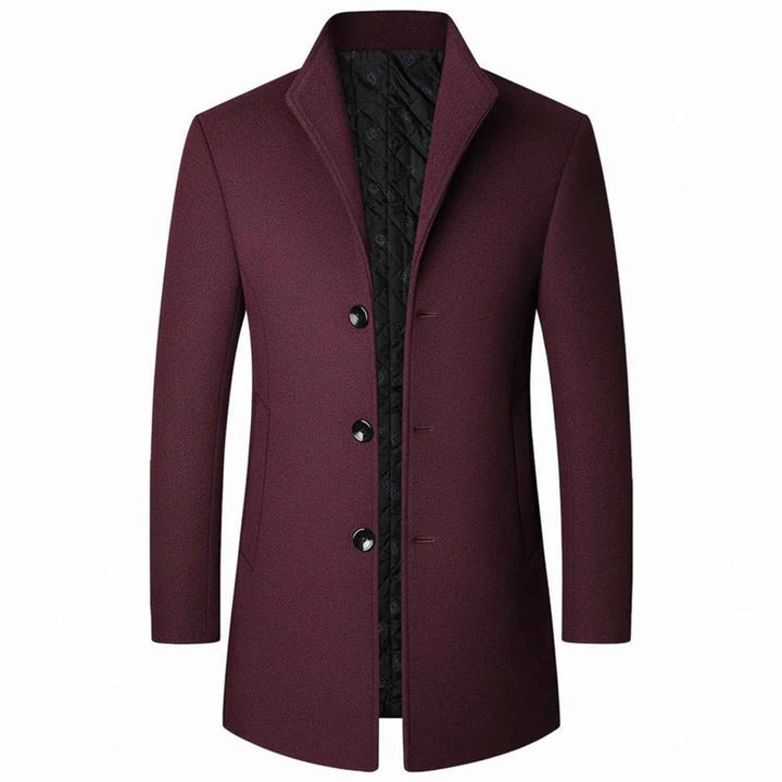 Men's Classic Three Button Formal Overcoat Burgundy