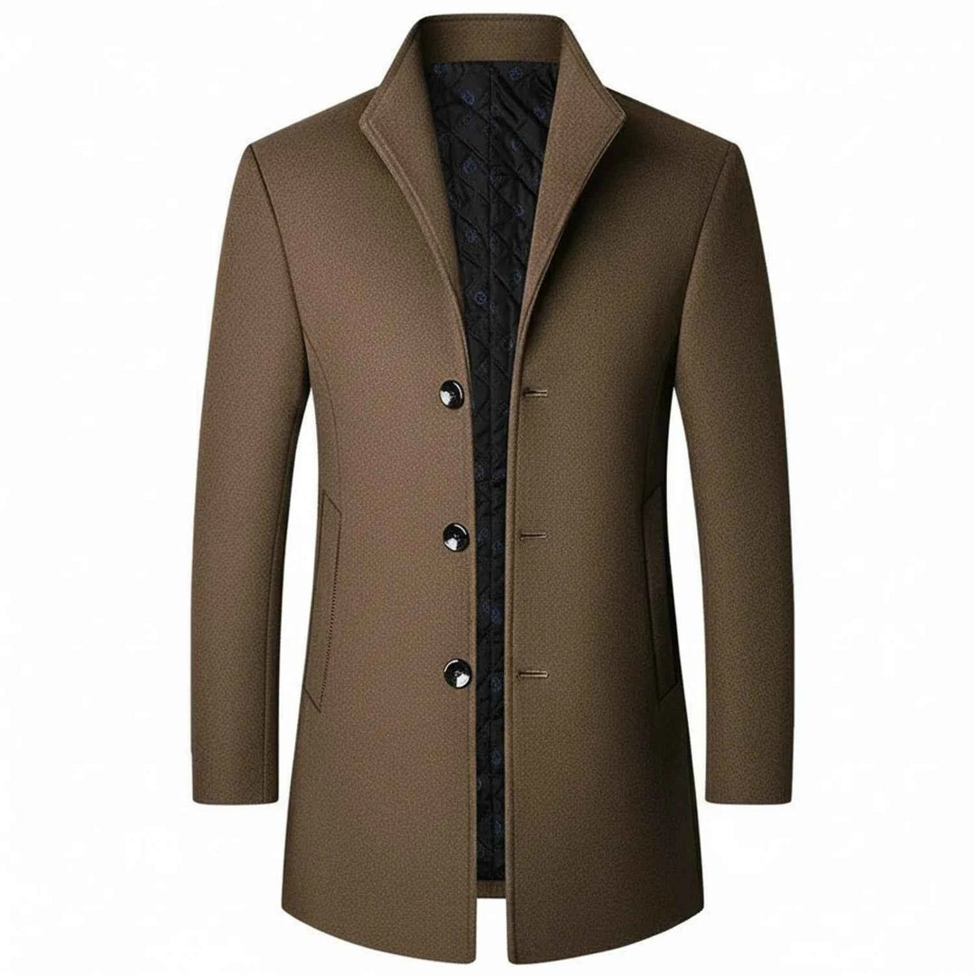 Men's Classic Three Button Formal Overcoat Brown
