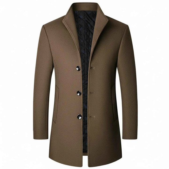 Men's Classic Three Button Formal Overcoat Brown