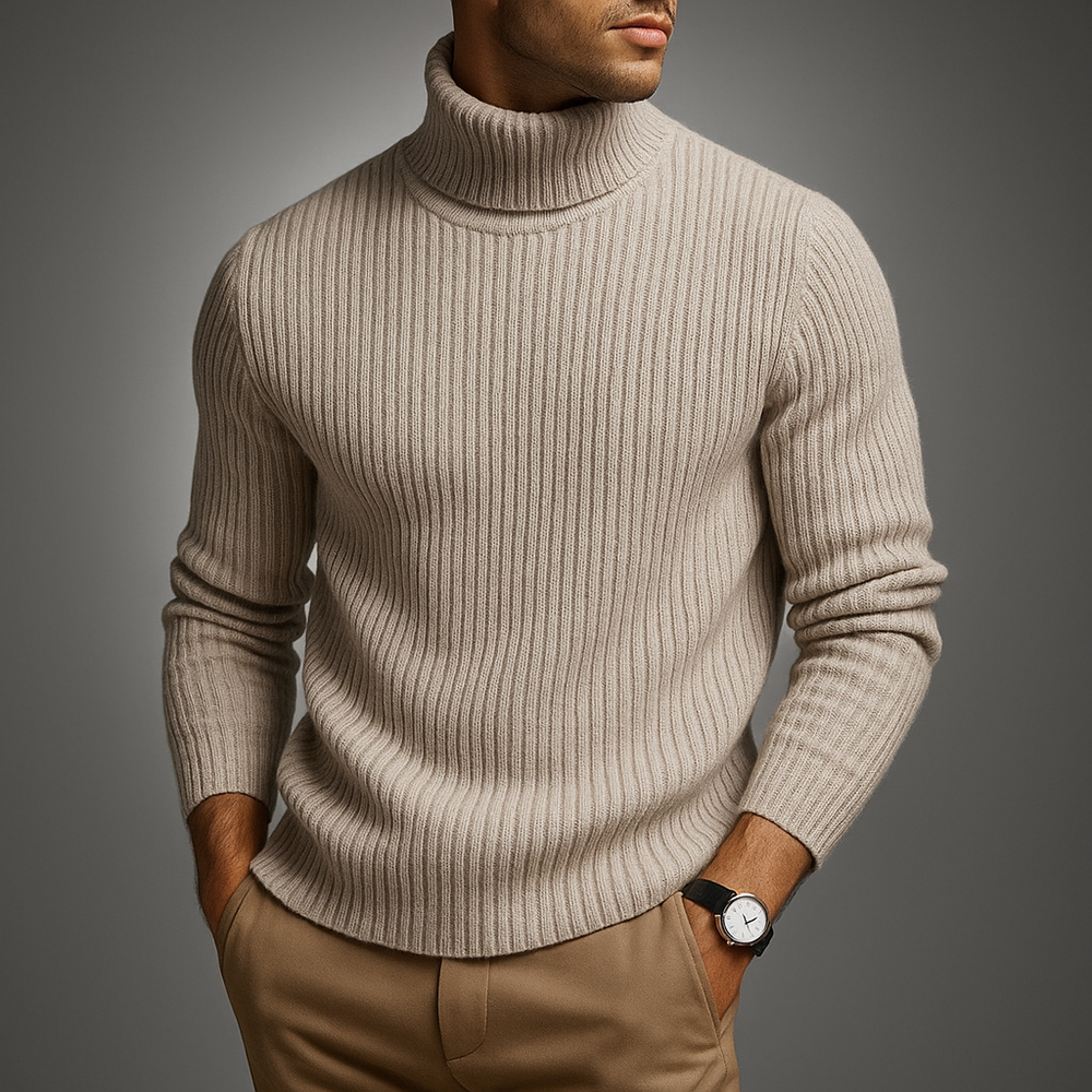 Men's Classic Turtleneck Sweater Beige