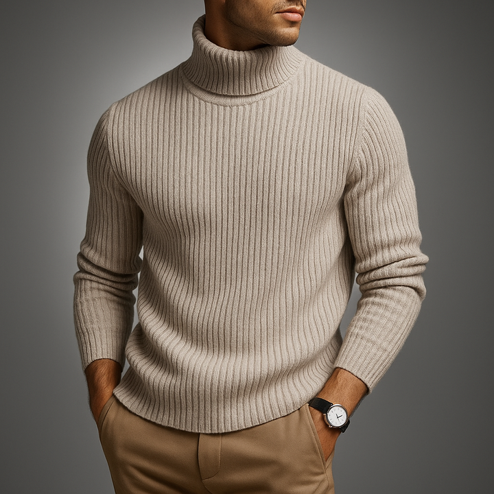 Men's Classic Turtleneck Sweater Beige