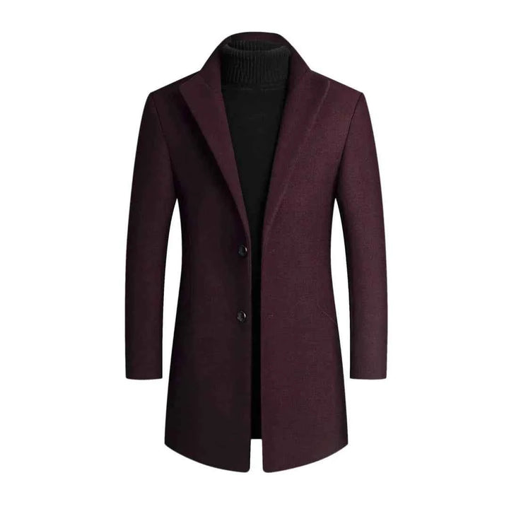 Men's Classic Two-Button Wool Overcoat Red