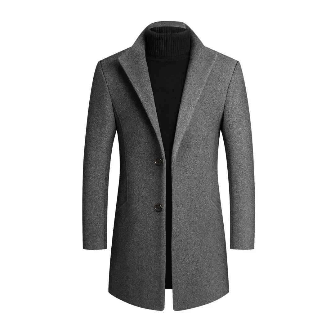 Men's Classic Two-Button Wool Overcoat Gray