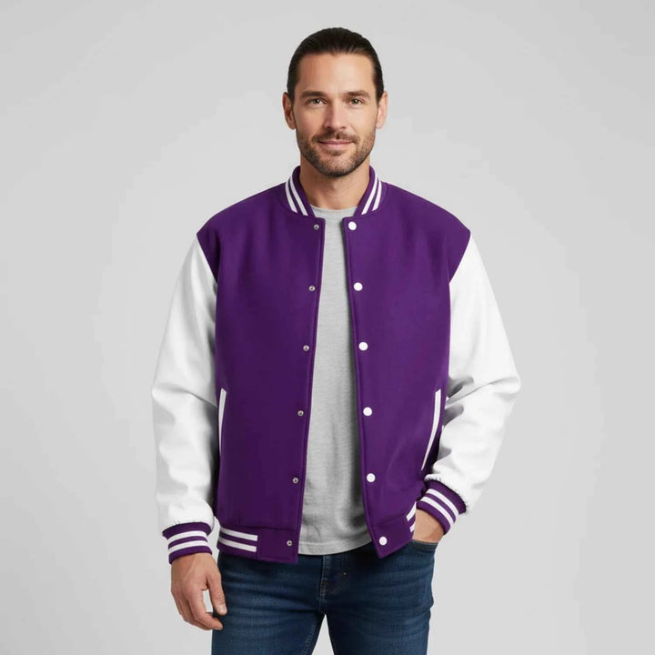 Men's Classic Varsity Jacket Purple