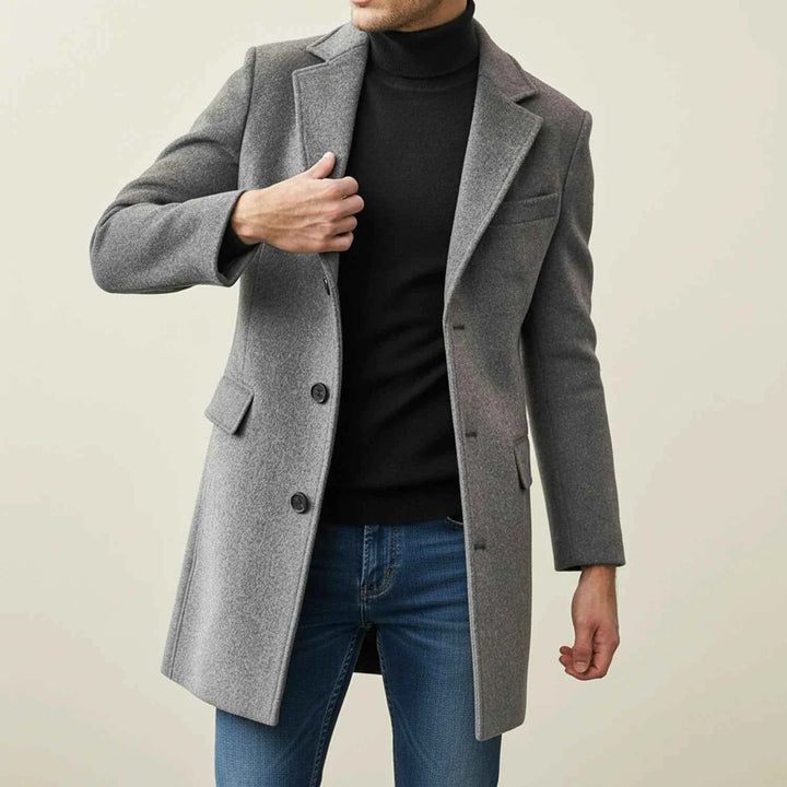 Men's Classic Winter Long Overcoat Grey