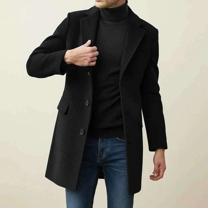 Men's Classic Winter Long Overcoat Black