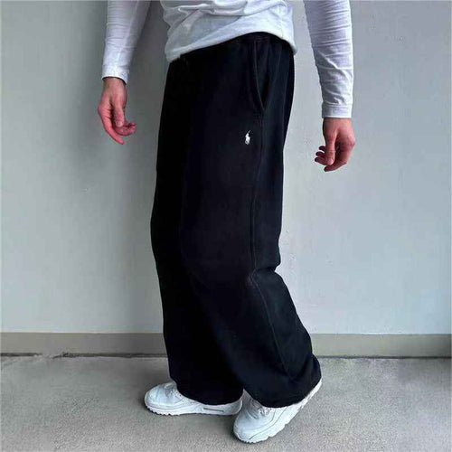 Men's Classic Wool Sweatpants with Side Pockets Zwart