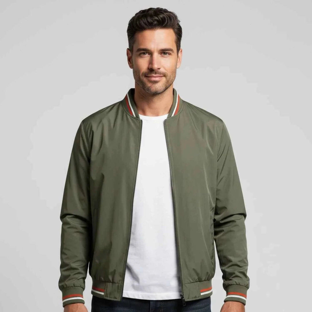 Men's Classic Zip-Up Bomber Jacket Green