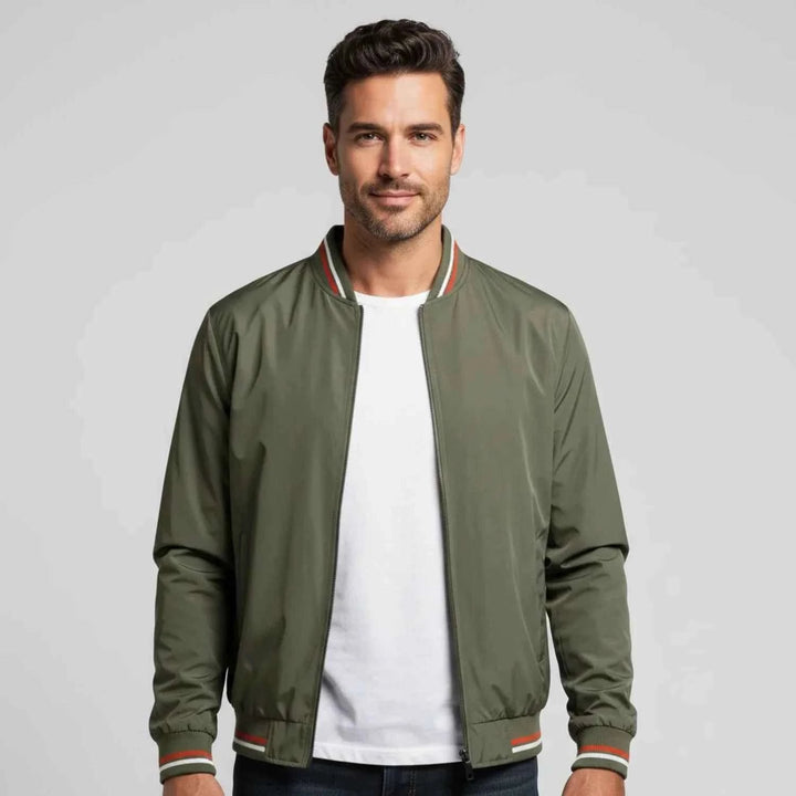 Men's Classic Zip-Up Bomber Jacket Green