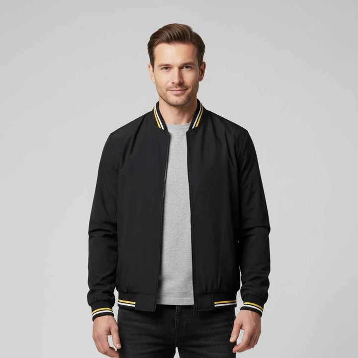 Men's Classic Zip-Up Bomber Jacket Black