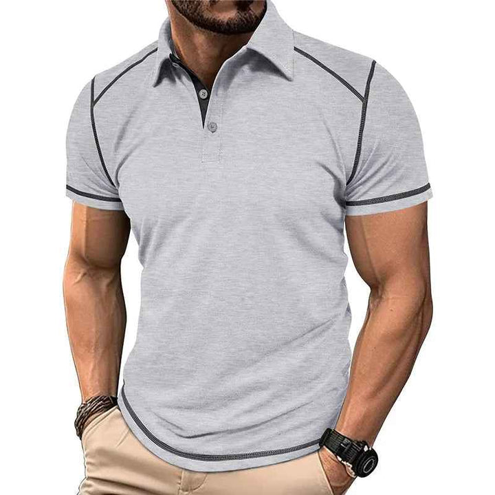 Men's Color Block Polo Shirt – Stylish Design for Daily Comfort Light Gray